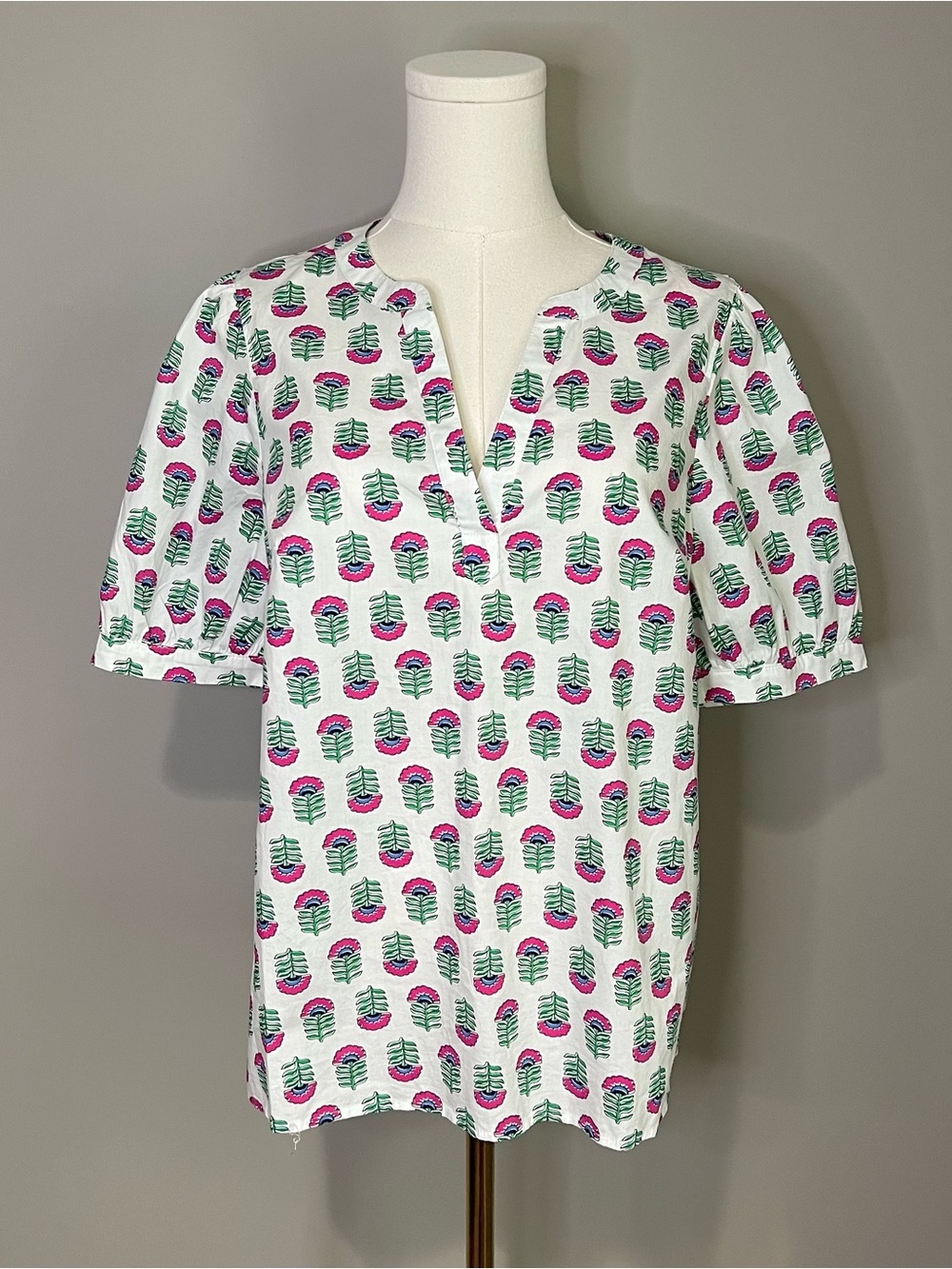 J. Crew 100% Cotton Block Print Blouse Size M